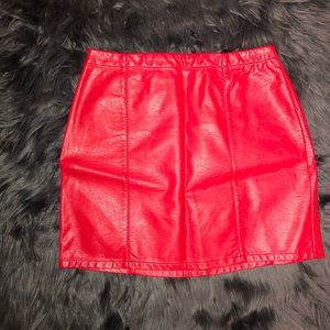 Red Leather Mini Skirt